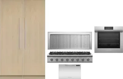 6 Piece Package Includes Refrigerator, Freezer, Cooktop, Wall Oven, Hood And Dishwasher